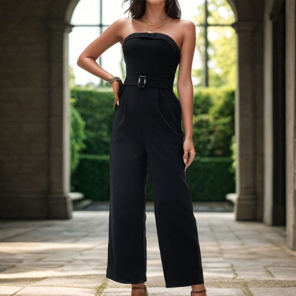 Sleeveless Tube Top Jumpsuit: Summer Office One-Piece Trousers for Women