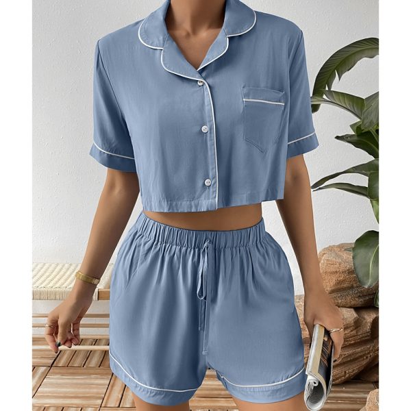 Casual Comfortable Short-Sleeved Shirt and Shorts Home Wear Suit for Women