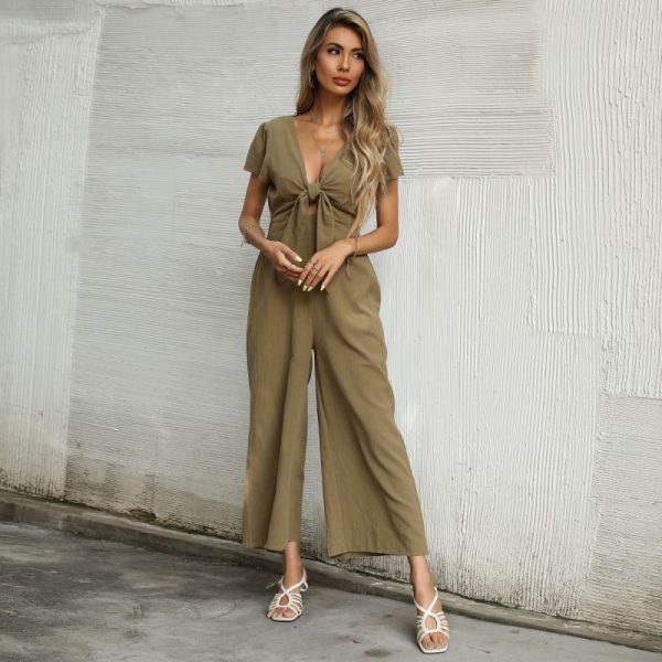 Sexy V-Neck Cropped Jumpsuit: Summer Glam