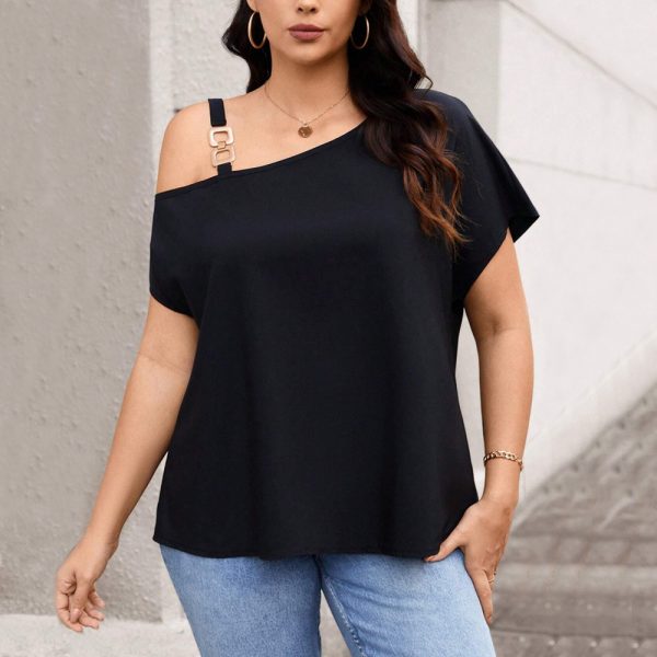 Plus Size Elegant One Shoulder T-Shirt