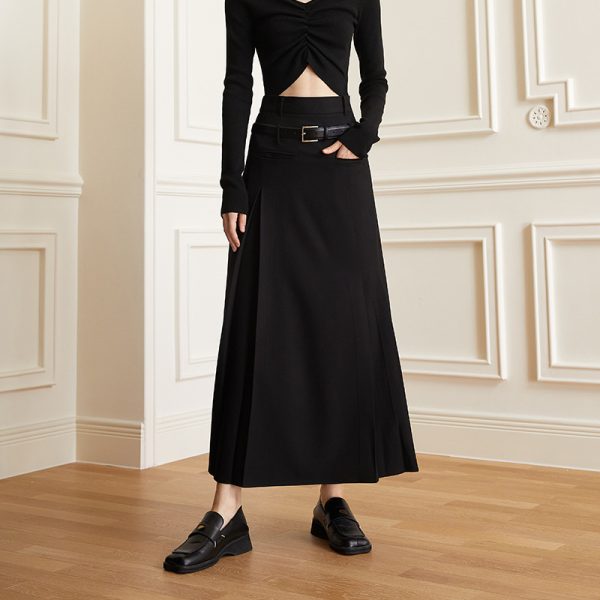 Dark High Waist Street Snap Skirt