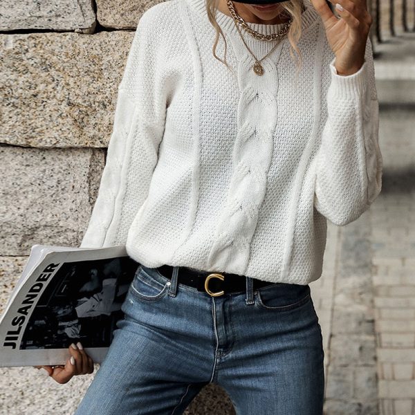 Long Sleeve White Sweater for Autumn/Winter