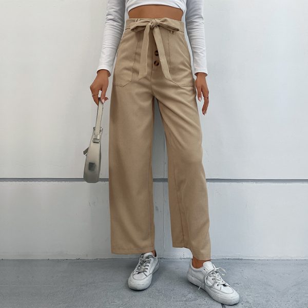 Effortless Style: Straight Solid Color Casual Trousers