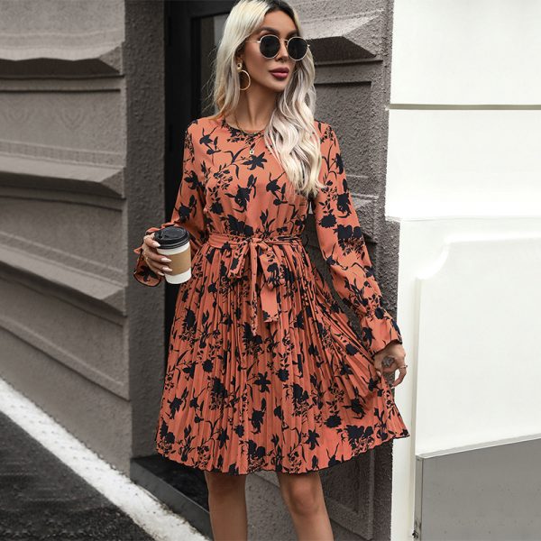 Chic Autumn Long Sleeve Printing Dress for Women"