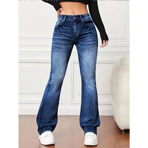 Fashionable High Waist White Flared Jeans