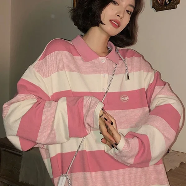 Sweet Eco Tee: Pink Striped Long Sleeve