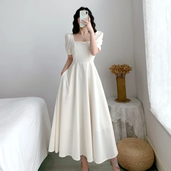 Vintage White Eco Maxi Party Dress