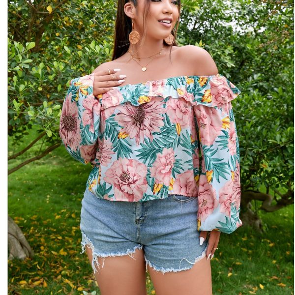 Plus Size Women's One-Shoulder Top