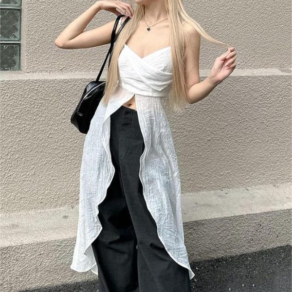 All Match Wrapped Chest Irregular Asymmetric Vest