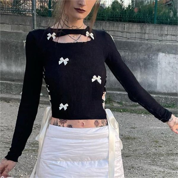 Dark Loli Featured Hollow Out Cutout Top