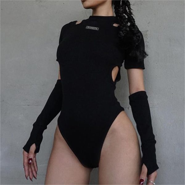 Stitching Hollow Out Cutout round Neck off Shoulder Jumpsuit