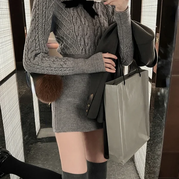 2022-Autumn-Korean-Suit-Sexy-Bodycon-Mini-Skirt-Long-Sleeve-Solid-Short-Sweater-Woman-Knitted-2-1