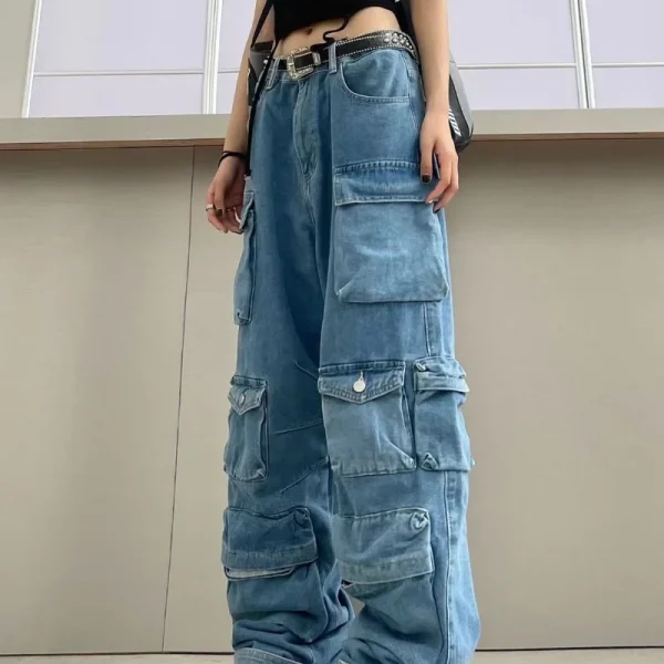 Multi-Pocket-Blue-Washed-Cargo-Pants-Y2k-Retro-High-Street-Fashion-High-Waist-Jeans-Couple-Harajuku-1