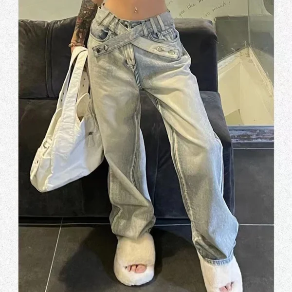 American Retro Y2k Streetwear High Waist Baggy Jeans