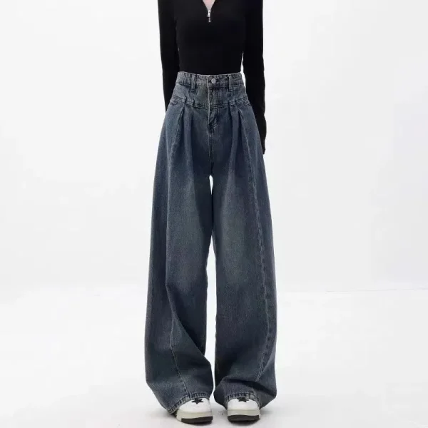 Korean Fashion Thin Drape All-Match Streetwear High Waist Baggy Jeans