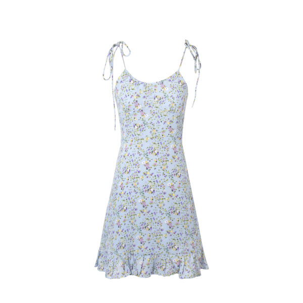 Women's Spring Girlish Fresh Blue Background Sling Dress