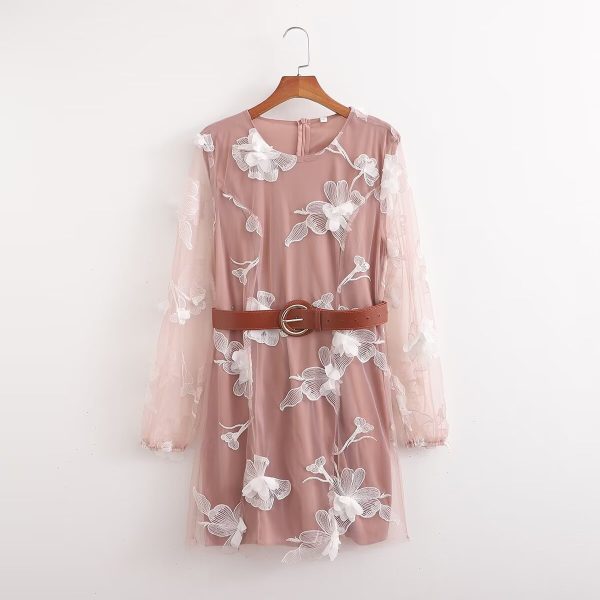 Women's Crumpled Printed Long Sleeve Dress