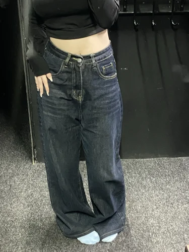 Vintage Women Wide Leg Jeans Harajuku Baggy Denim Trousers Oversized photo review