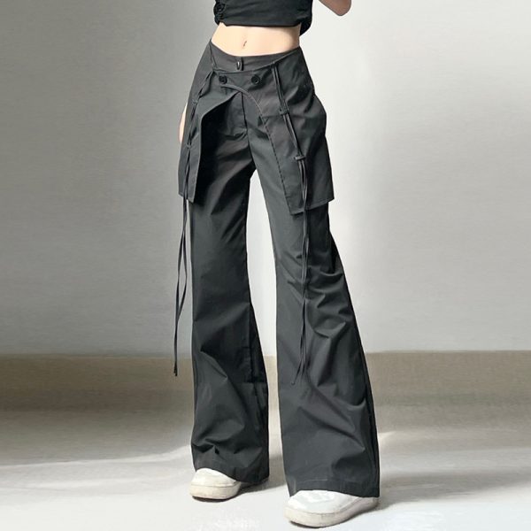 Women's Spring Clothing High Waist Cross Ribbon  Trouser