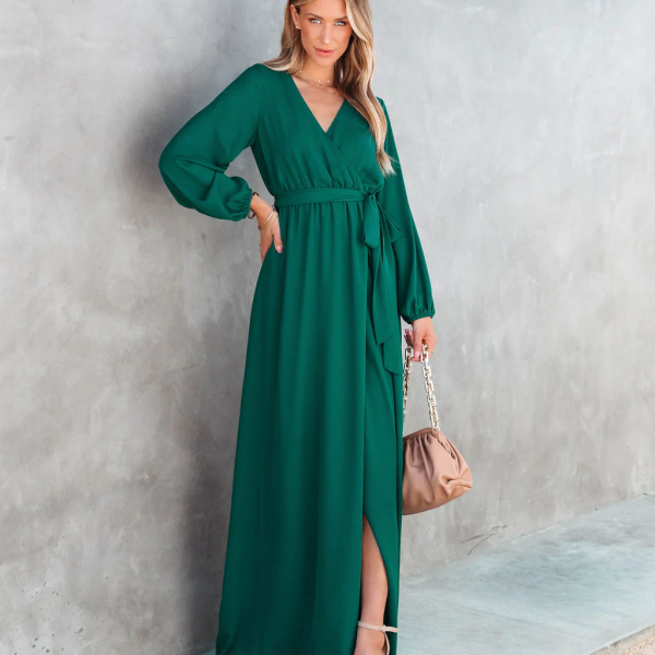 Women's Summer Vacation New V Neck Long Sleeve Dress