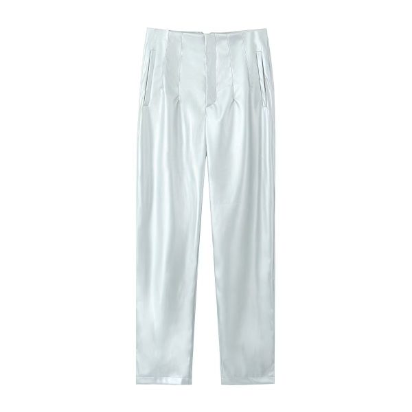 Women's  Coated Fabric Casual Wide Leg Pants Trousers