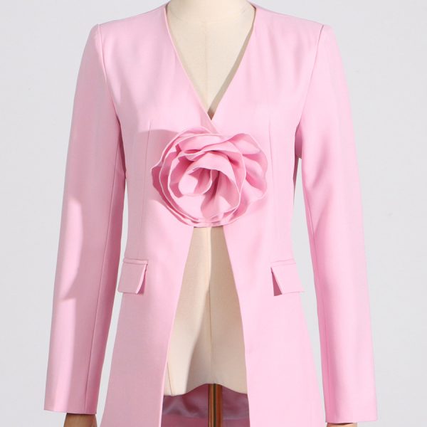 Women's Sexy V neck Floral Stitching Long Sleeve Blazer