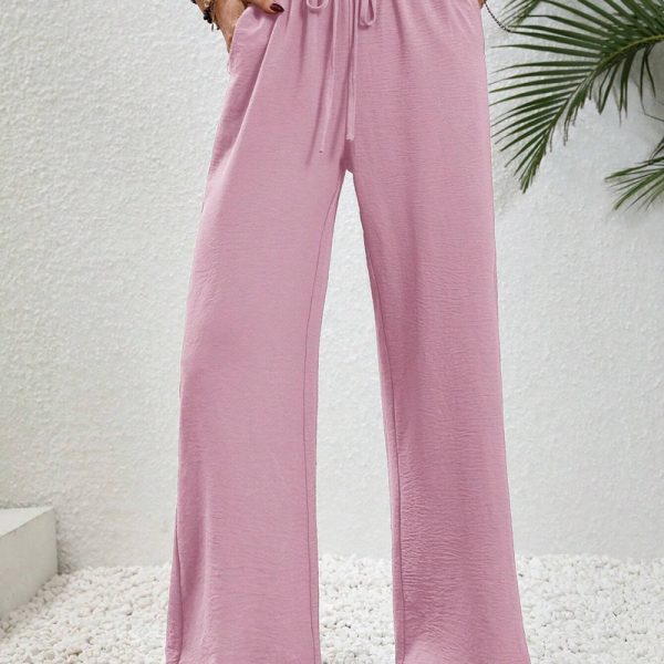 Women's  Clothing Spring Summer Solid Color Mop Wide Leg Pants Casual Pants