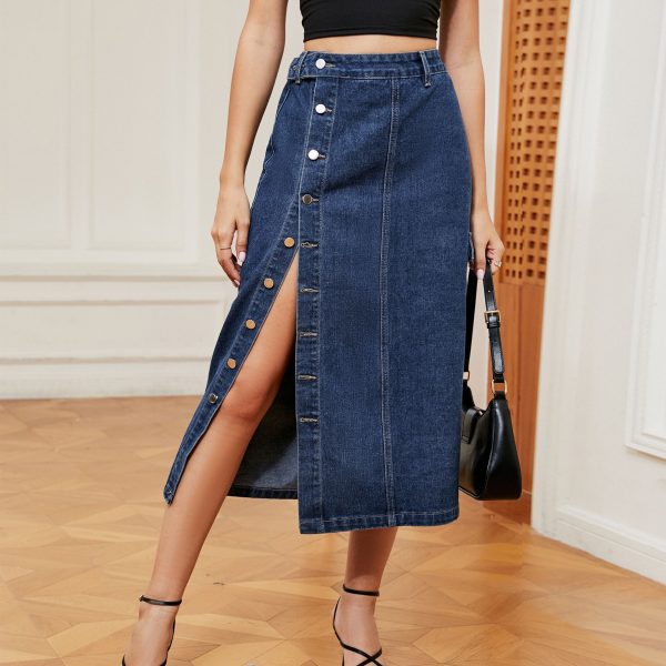 Women's Sexy Semi Elastic Denim Cargo Pants Casual Skirt Women