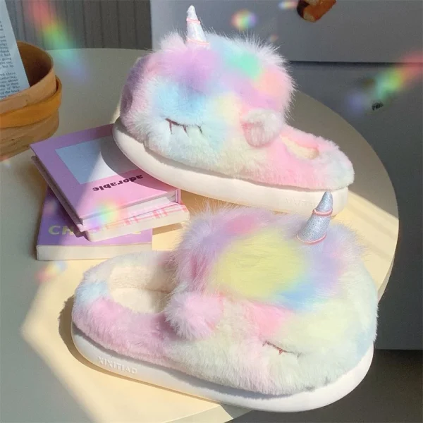 kf-S2ce088bae1c94964b8ebc751f011d329l-Cute-Unicorn-Winter-New-Women-Slipper-Soft-Heel-Platform-Fur-Warm-Indoor-Comfortable-Home-Fluffy-Home