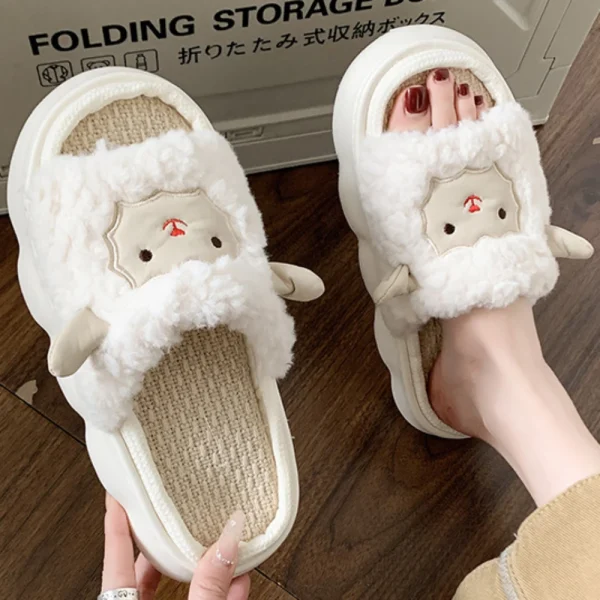 Comfortable Pattern Design Non-slip Linen Home Slippers