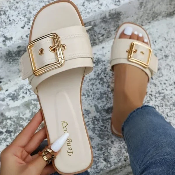 Office White Flat Slippers Summer Sandy Beach Sandals Women Shoes